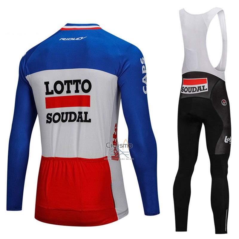 Lotto Soudal Ropa Ciclismo Culotte Largo 2018 Mangas Largas Azul y Rojo